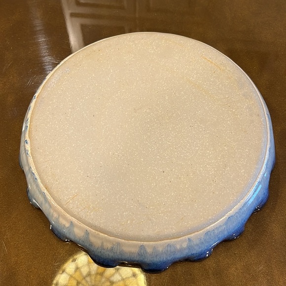 Pigeon River Pottery Pie Plate Signed Blue Cream Oven Safe Excellent Condition - Picture 7 of 13